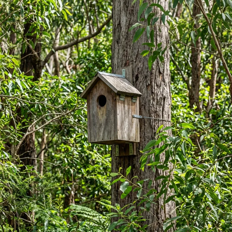 Animal nesting box installed as a humane alternative to a Smythes Creek roof cavity